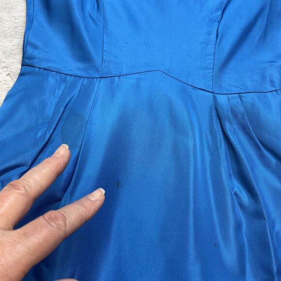 Vtg 50s Lorrie Deb San Francisco Dress Womens 5 Turquoise Cocktail Overskirt 60s - Picture 9 of 16